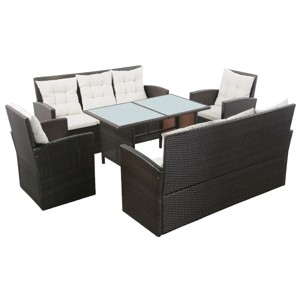 Sofa Set Brown and cream