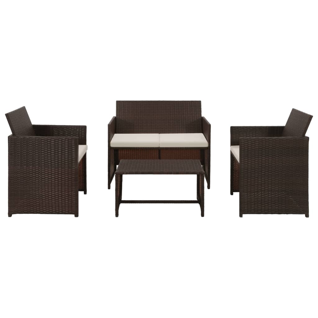 Sofa Set Brown PE rattan + Powder-coated steel frame Standard