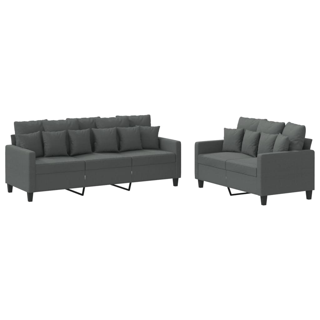 Sofa Set Dark Gray Polyester Large Sofa Set Rectangular