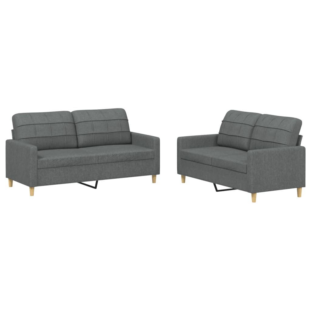 Sofa Set Dark Grey Fabric (100% polyester), Metal, Textilene, Plywood