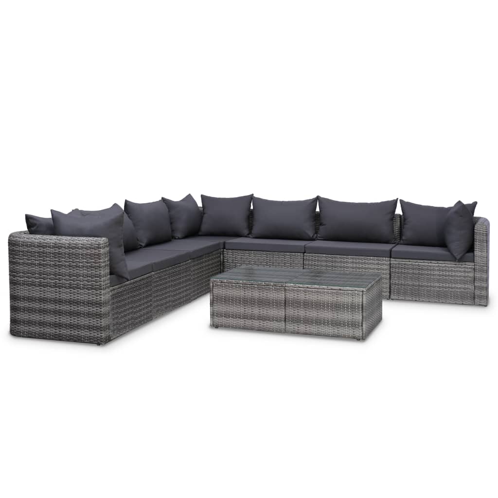 Sofa Set Grey Poly rattan Medium Modular Outdoor Sofa Set