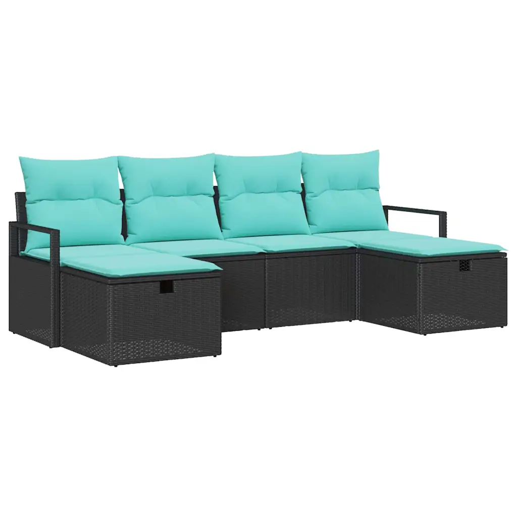 Sofa Set with Cushion 5 pcs Poly Rattan
