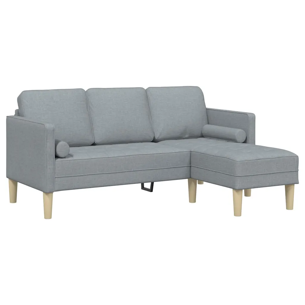 Sofa Set with Cushion Light Grey Polyester