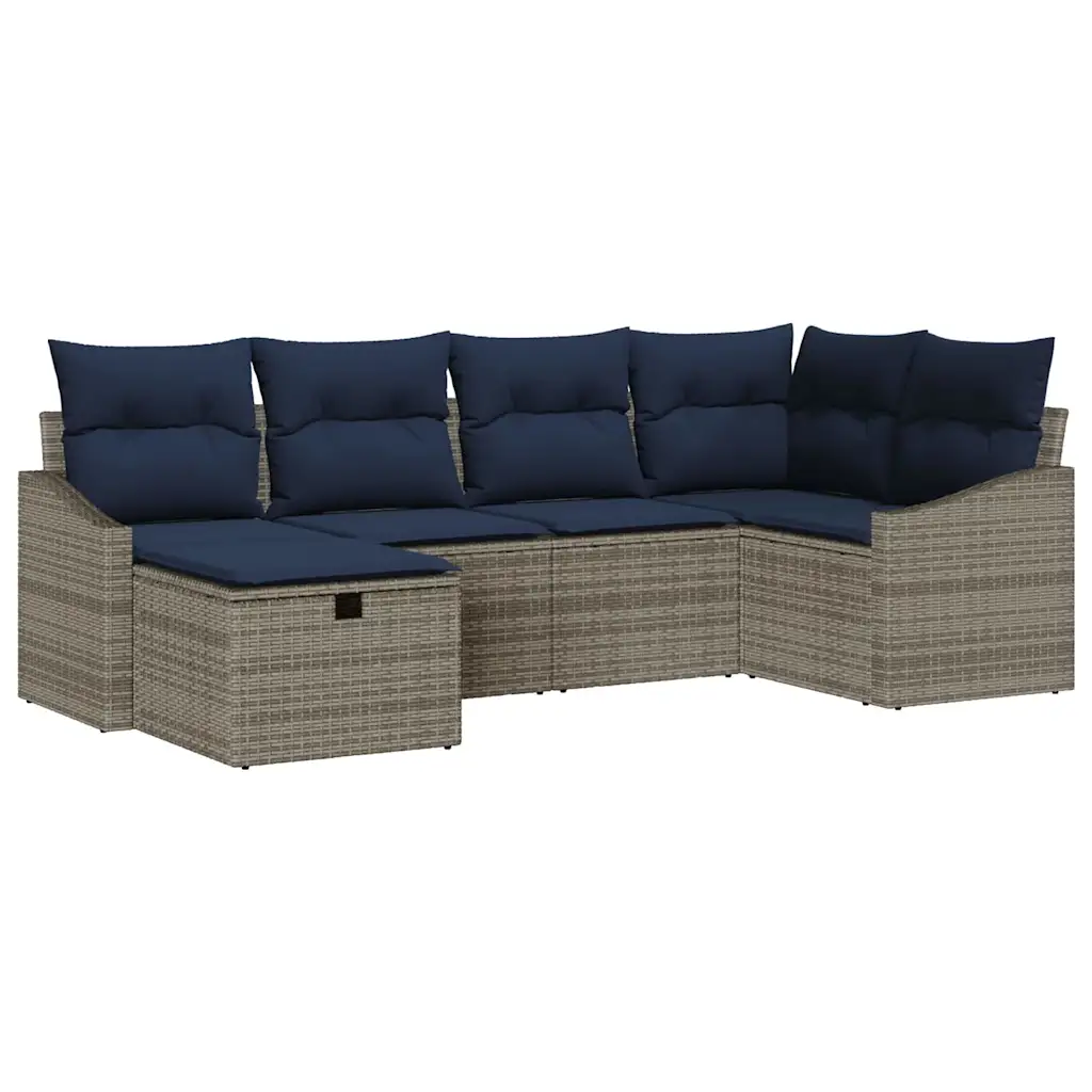 Sofa Set with Cushion with Storage Grey Poly Rattan