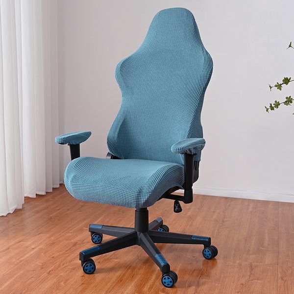 Soft stretchy polar fleece chair cover for gaming or office seats with elastic fit and rotating lift compatibility