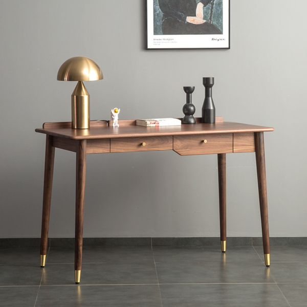Solid oak office desk, modern study table, luxurious light wood laptop stand, 100x55x75cm