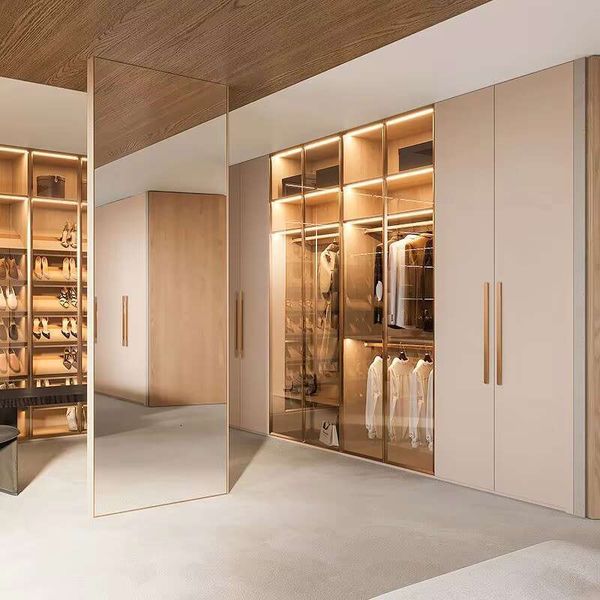 Solid wood cabinet open wardrobe for bedroom, custom order - contact customer service before purchase