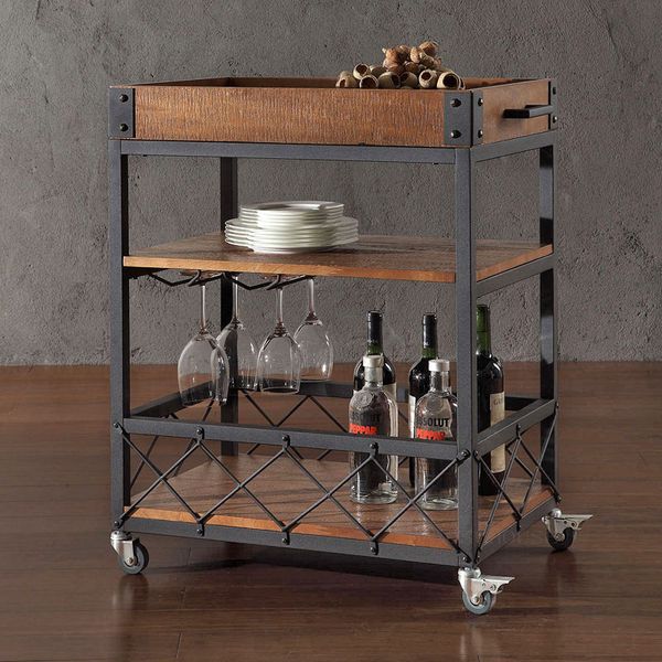 Solid wood living room, villa kitchen islands, creative coffee shop, restaurant trolleys, retro apartment storage cabinets