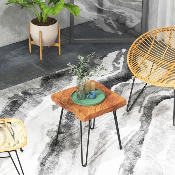 Square reclaimed teak end table from Indonesia with recycled wood