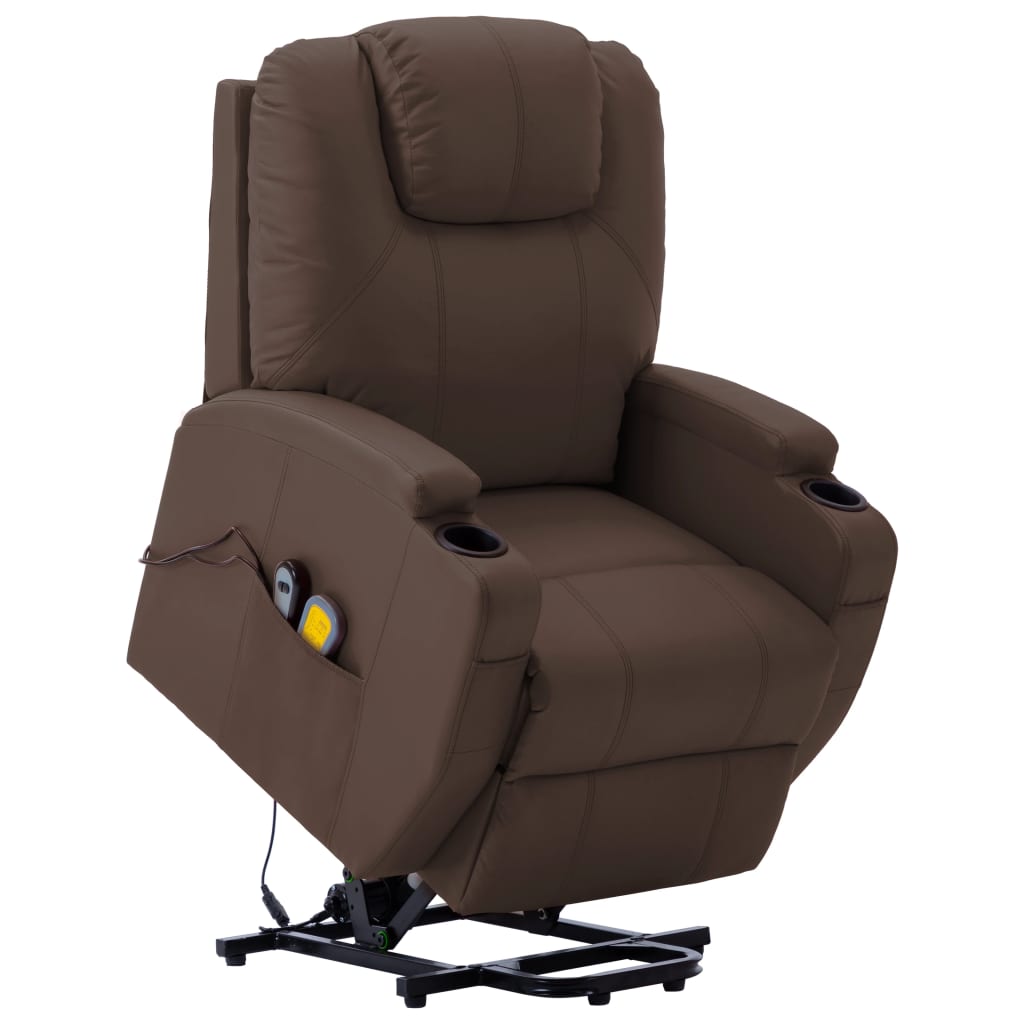 Stand Up Massage Chair Brown Faux leather, PVC, iron Large