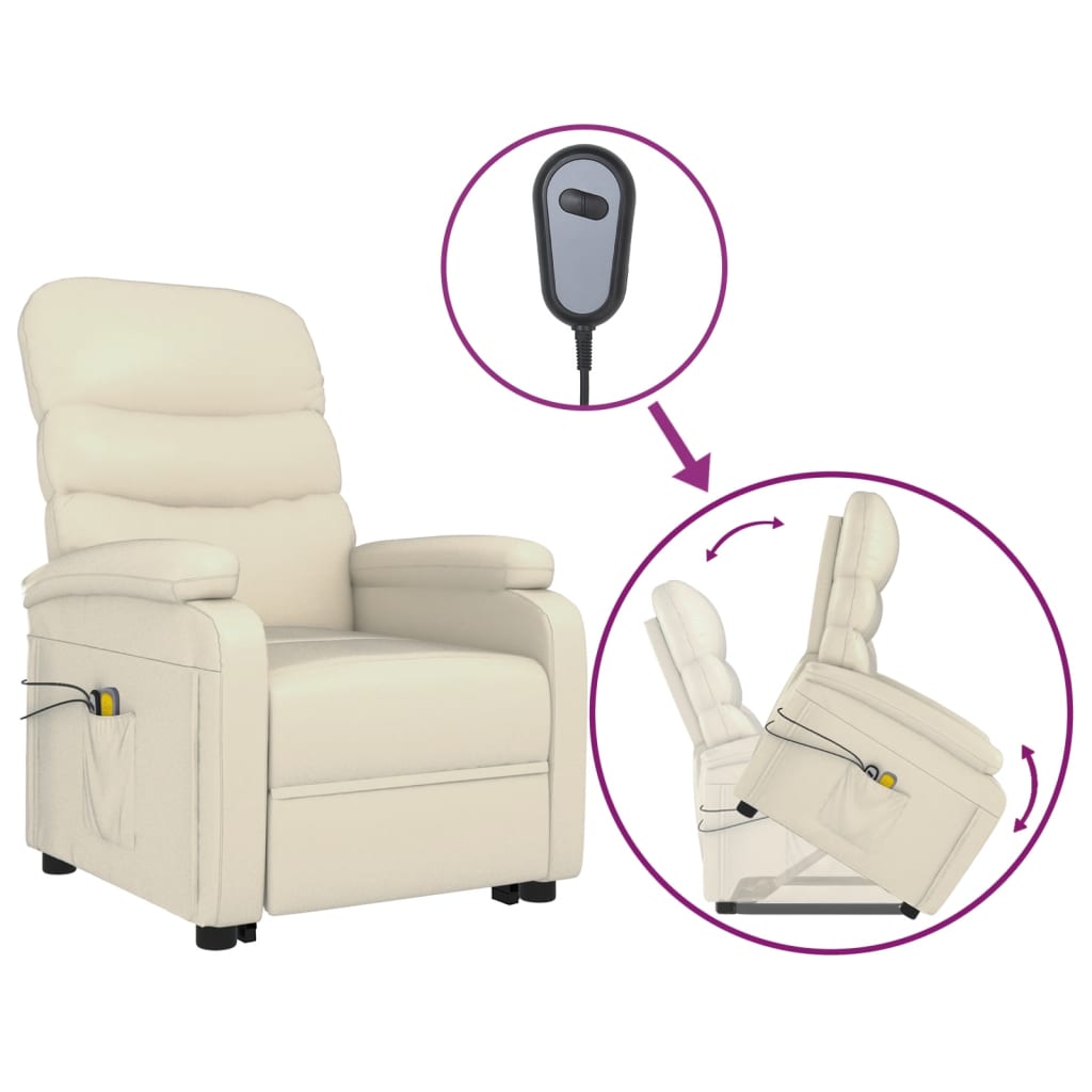 Stand up Massage Chair Cream White Faux Leather