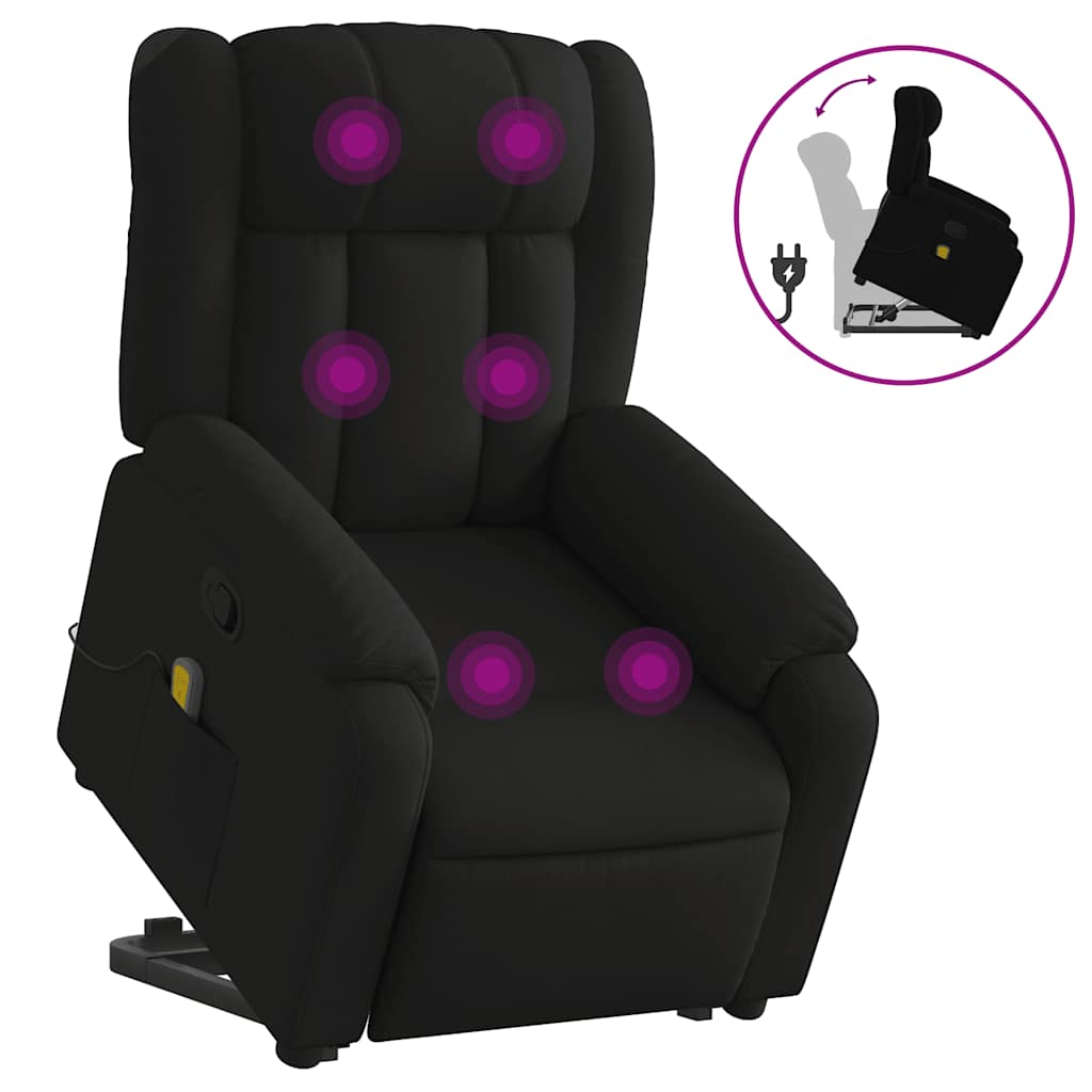 Stand up Massage Recliner Chair Black Fabric