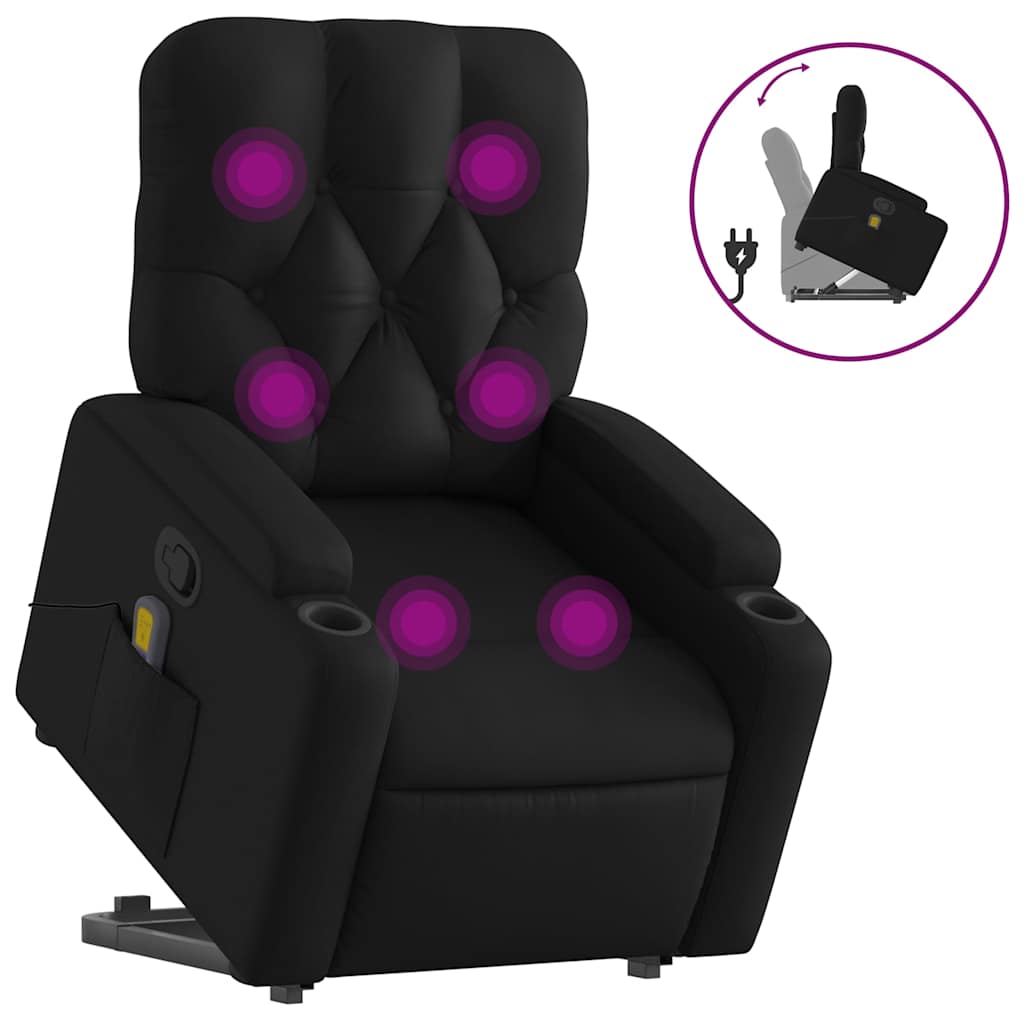 Stand Up Massage Recliner Chair Black Faux leather, metal, plywood