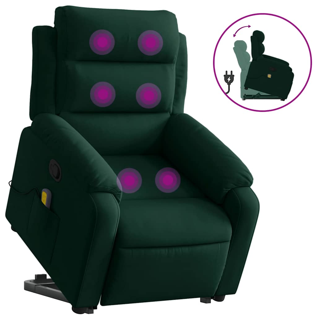 Stand Up Massage Recliner Chair Dark Green