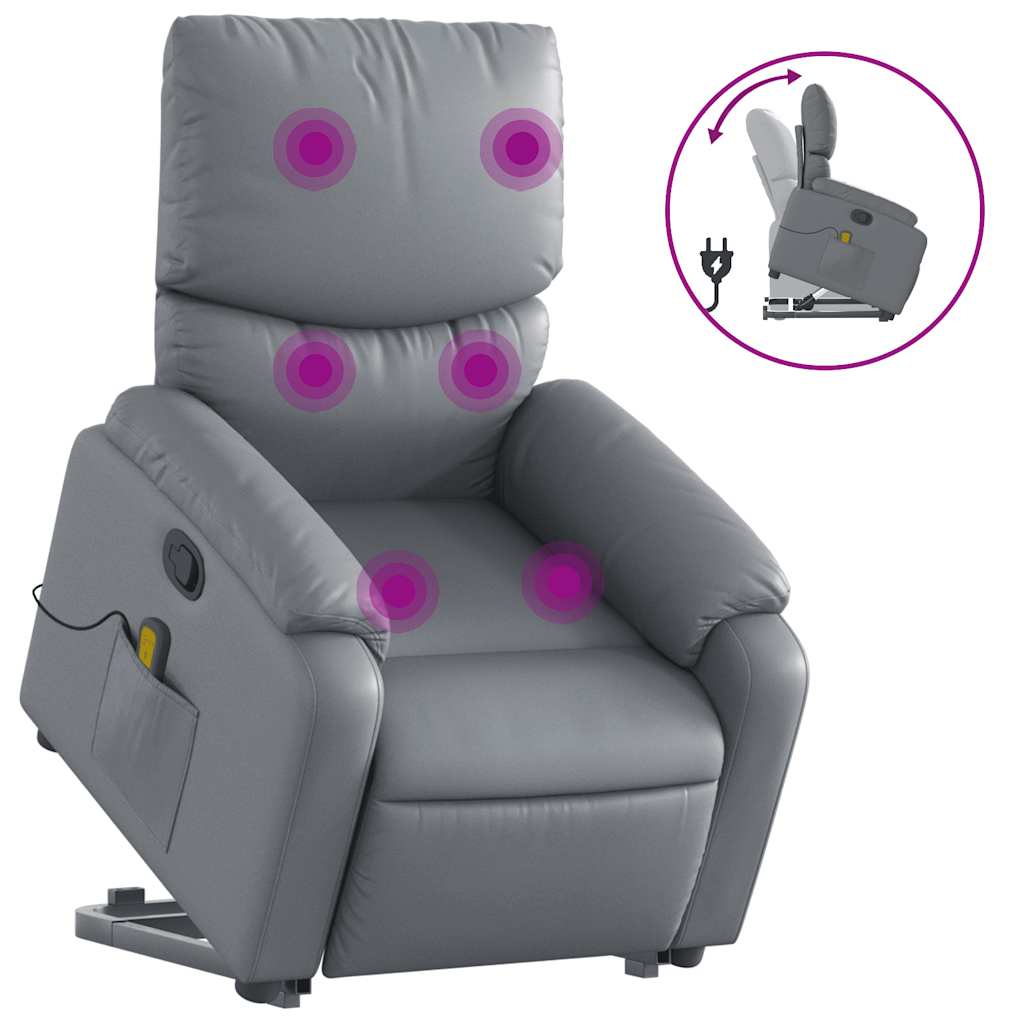 Stand Up Massage Recliner Chair Gray Faux leather, metal, plywood