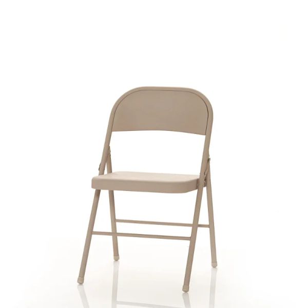 Steel folding chairs in beige, set of four