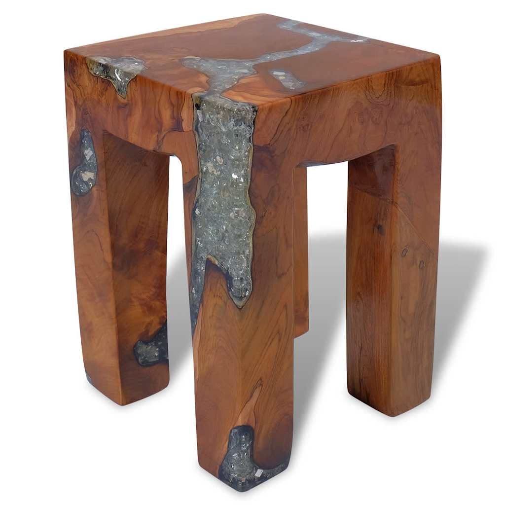 Stool Multicolor Solid teak wood 11.8x11.8x15.7 in