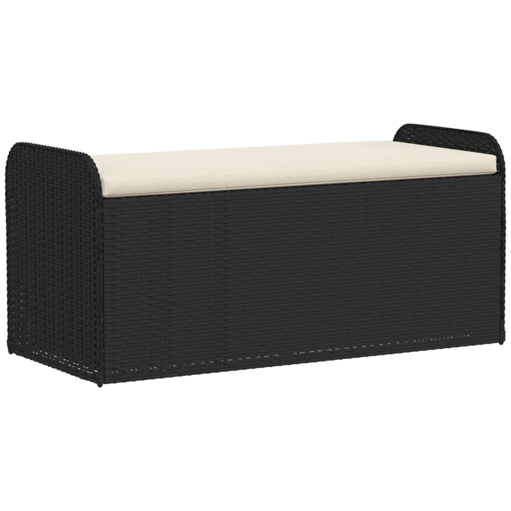 Storage Bench Black PE Rattan Medium Removable Covers