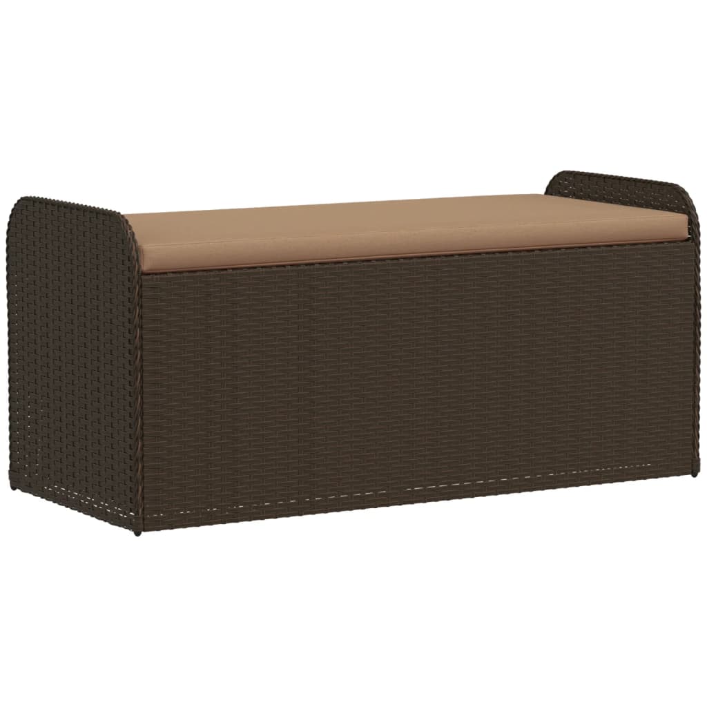 Storage Bench Brown PE Rattan, Powder-coated Steel, Foam Medium