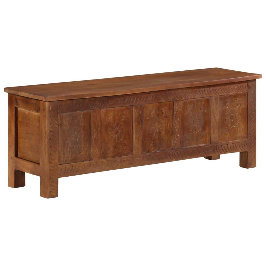 Storage Box Brown Solid mango wood, MDF 43.3 x 11.8 x 15.7 in