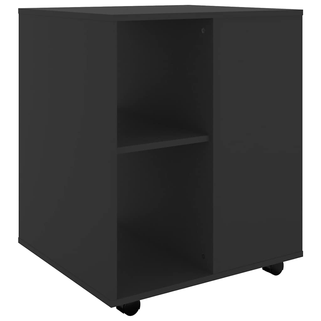 Storage Cabinet Black Engineered Wood Rollable Storage Cabinet