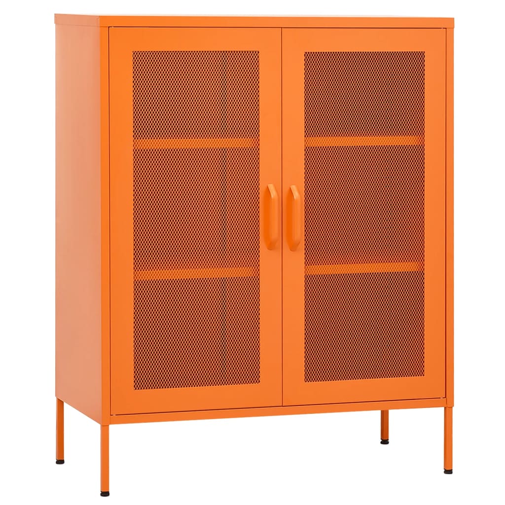 Storage Cabinet Orange Steel Medium Storage Cabinet Rectangular