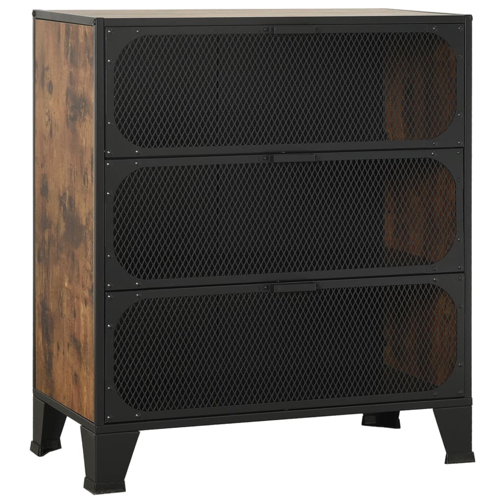 Storage Cabinet Rustic brown Metal and MDF Compact Cabinet