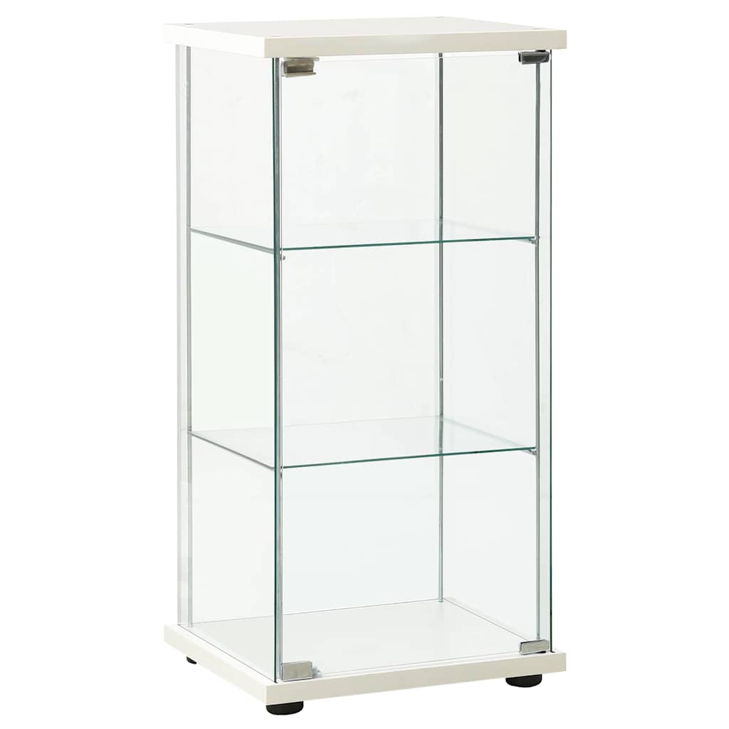 Storage Cabinet White and transparent Tempered glass, Engineered wood