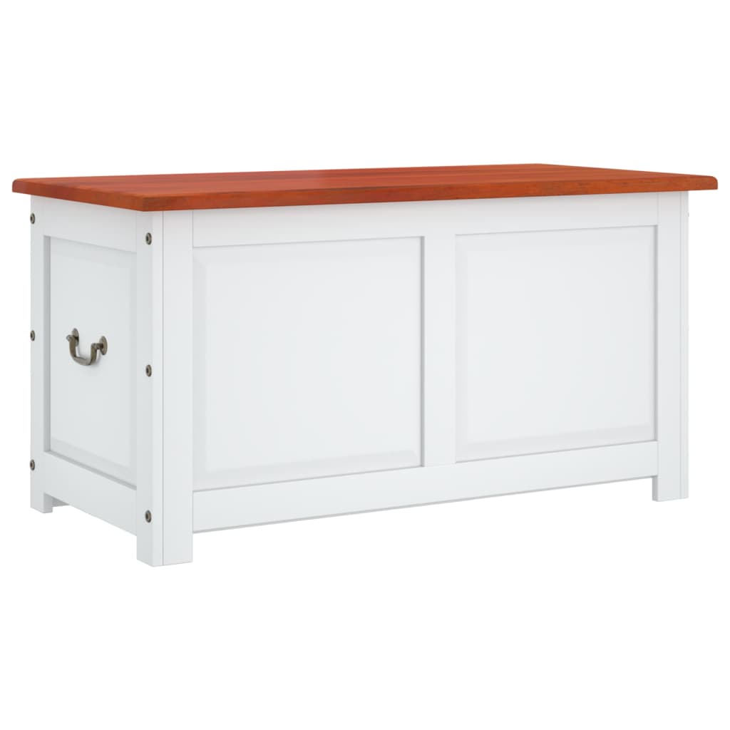 Storage Chest Brown and White Solid Acacia Wood and Engineered Wood