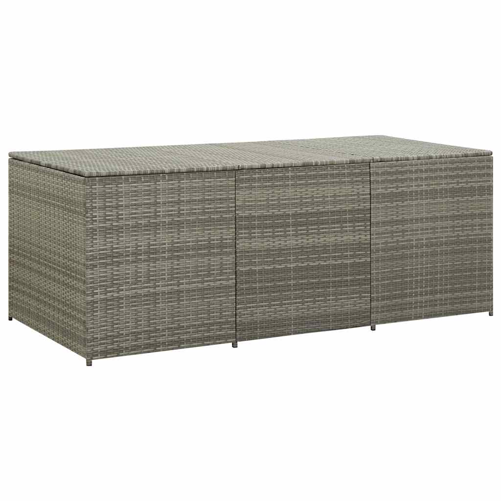 Storage Chest Grey PE Rattan, Powder-Coated Steel Large