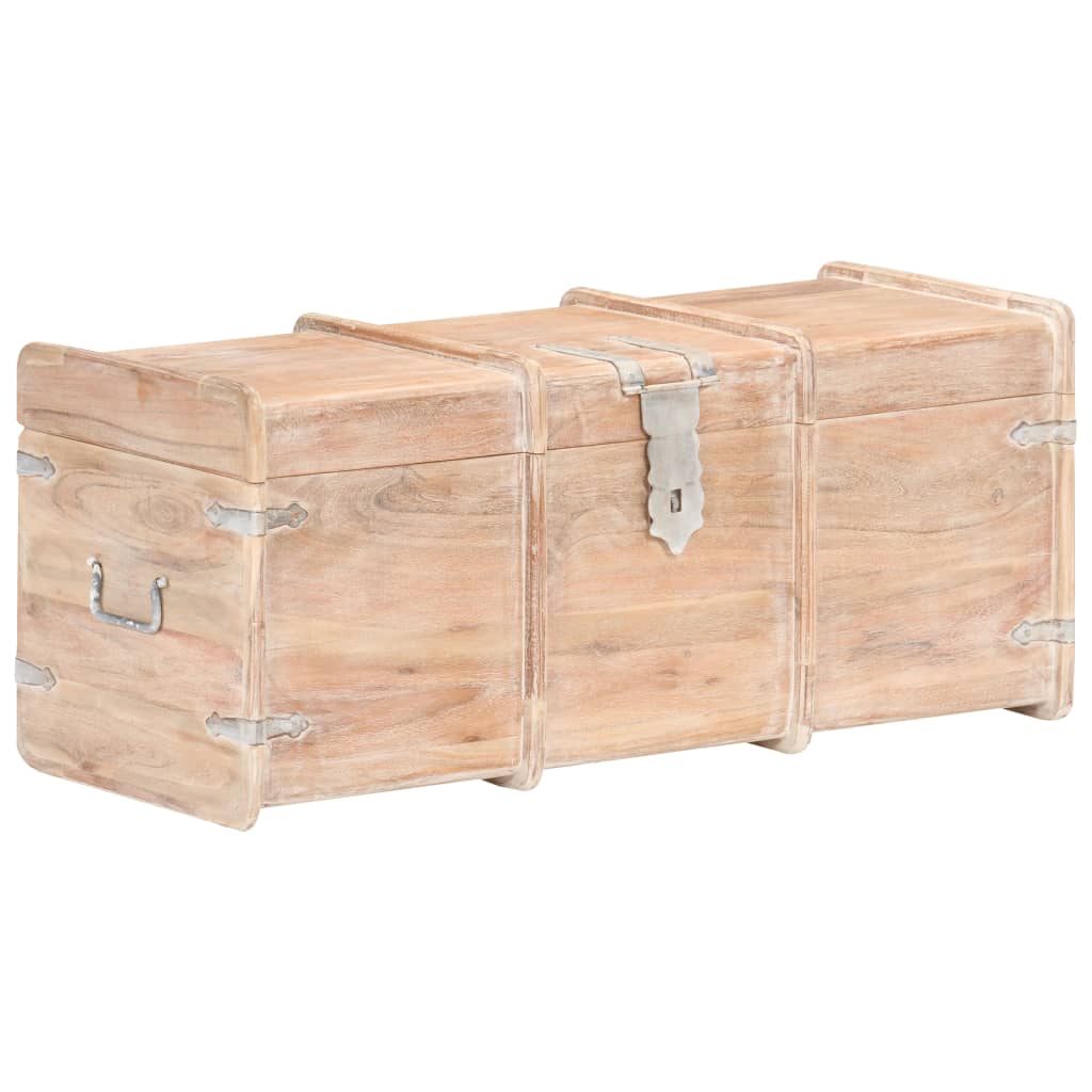 Storage Chest White finish Solid acacia wood 35.4 x 15.7 x 15.7 in