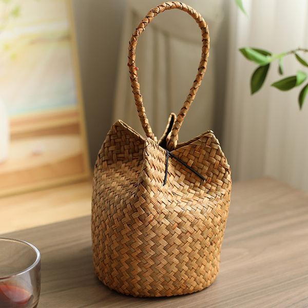 Straw gift bags, woven handbags for festive candy storage, women's party pouches, summer beach totes
