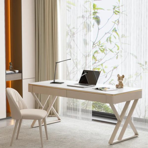 Stylish slate modern desks for home office, luxury workbench with computer workspace and functional furniture