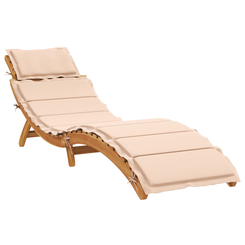 Sun lounger beige 21.65 x 72.44 x 25.20 in Solid Acacia Wood