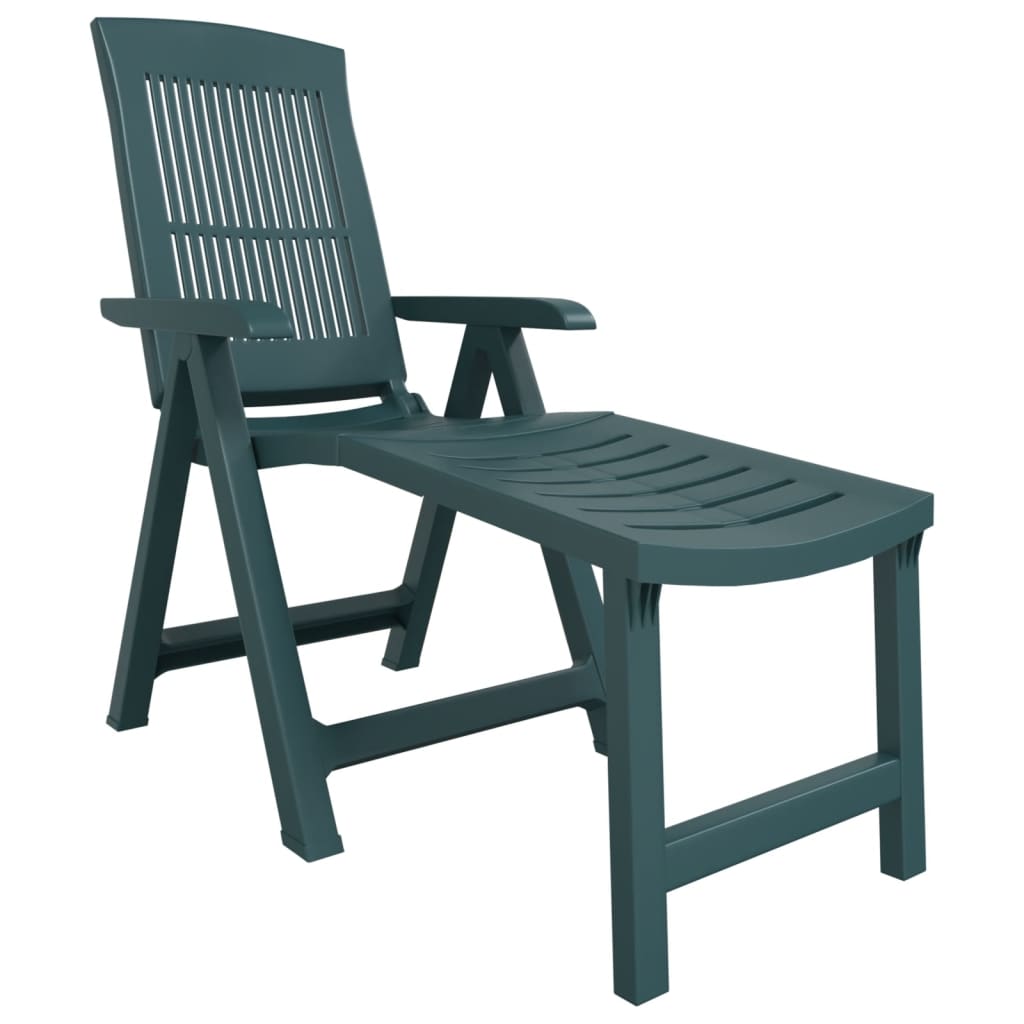 Sun Lounger Green Plastic Standard Foldable Sun Lounger