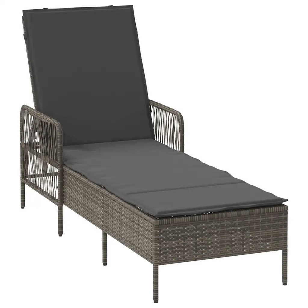 Sun Lounger Grey and Dark Grey 21.65 x 78.74 x 36.22 in