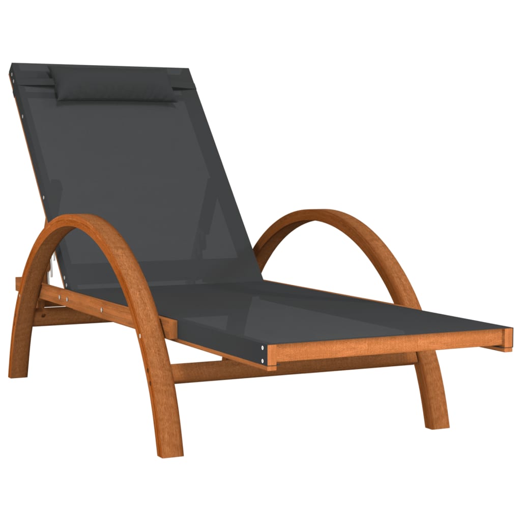 Sun Lounger Grey Textilene, solid poplar wood Standard