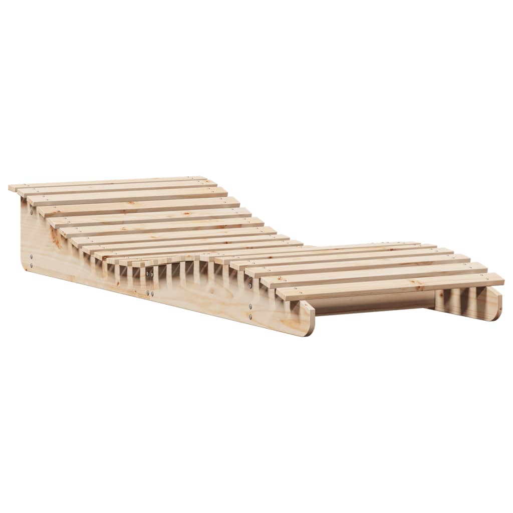 Sun Lounger Natural Pine Solid Pine Wood Large