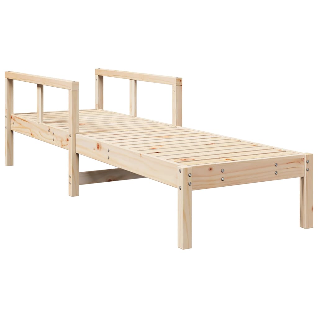 Sun Lounger Natural Pine Solid Pine Wood Standard