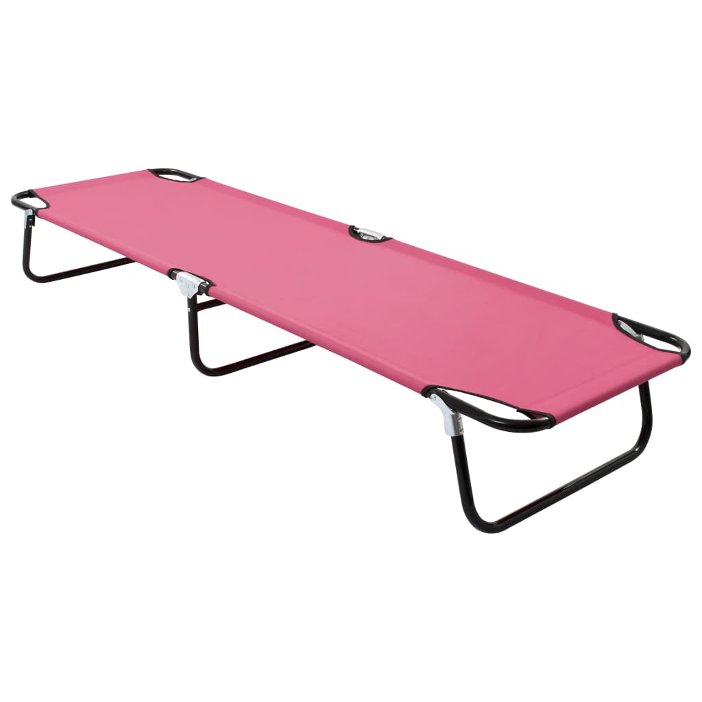 Sun Lounger Pink Powder-coated steel Large Foldable