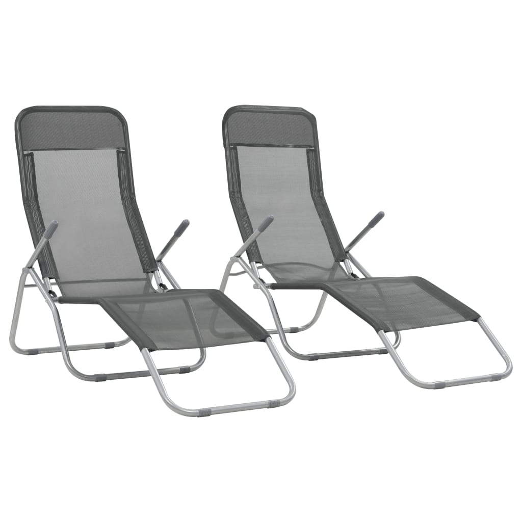 Sun Lounger Set of 2 Anthracite Textilene fabric Medium