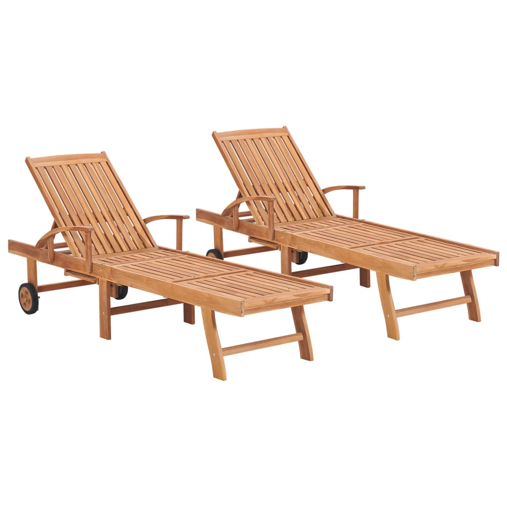 Sun Lounger Set of 2 Brown