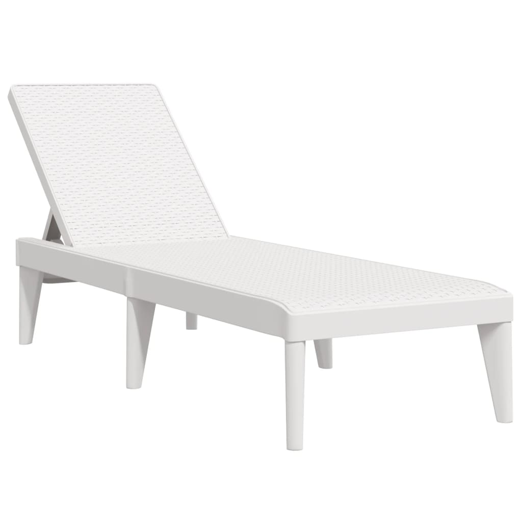 Sun Lounger White Polypropylene Medium Multi-Position Backrest