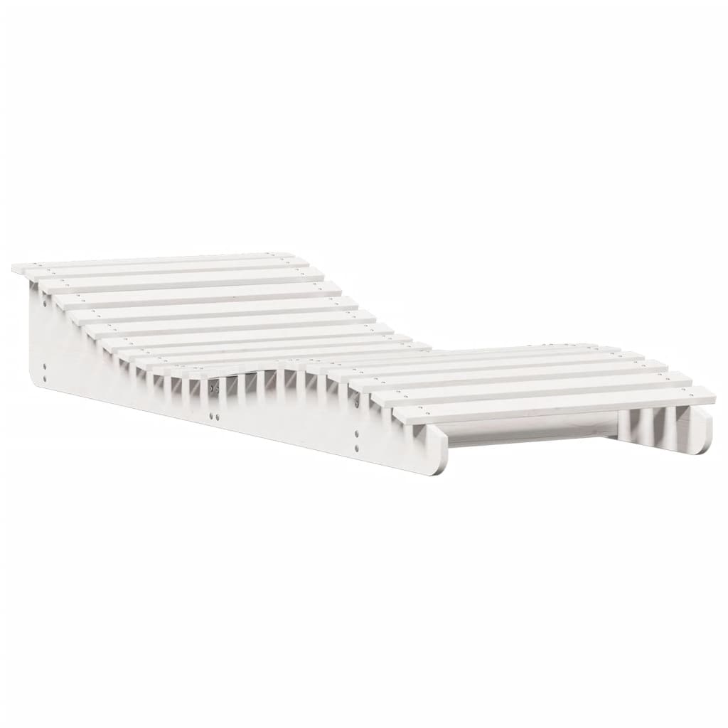 Sun Lounger White Solid pine wood 80.7 x 31.5 x 12.4 in Ergonomic