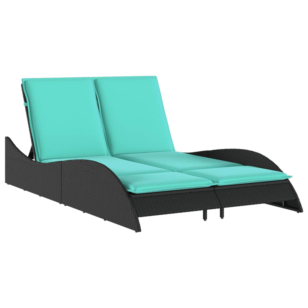 Sun Lounger with Cushions Black 44.9x80.7x28.7