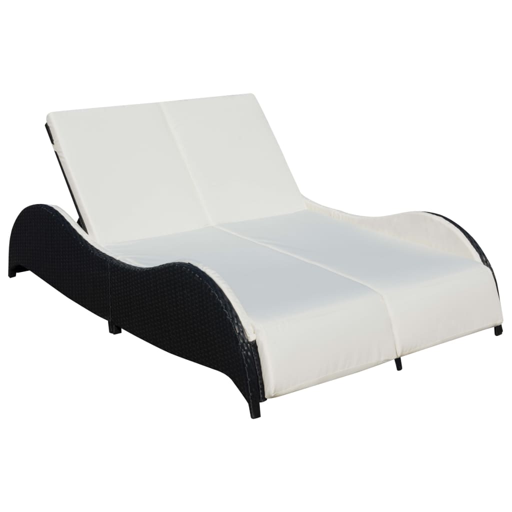 Sun Loungers Black PE rattan Large Adjustable Armrests