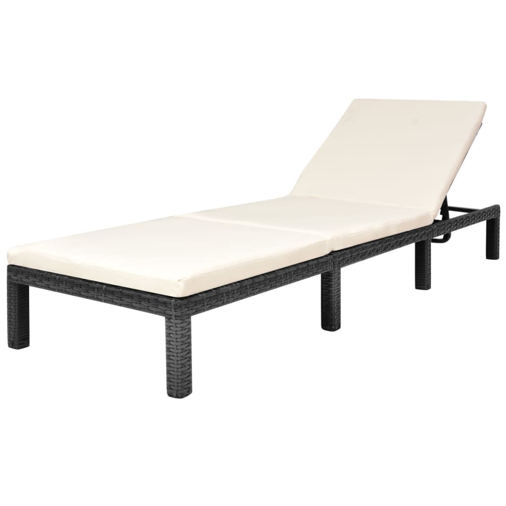 Sunlounger Black PE rattan Standard Removable Covers