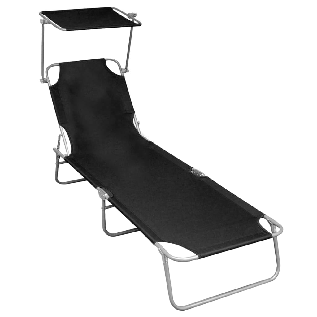 Sunlounger Black Powder-coated aluminum Standard Foldable
