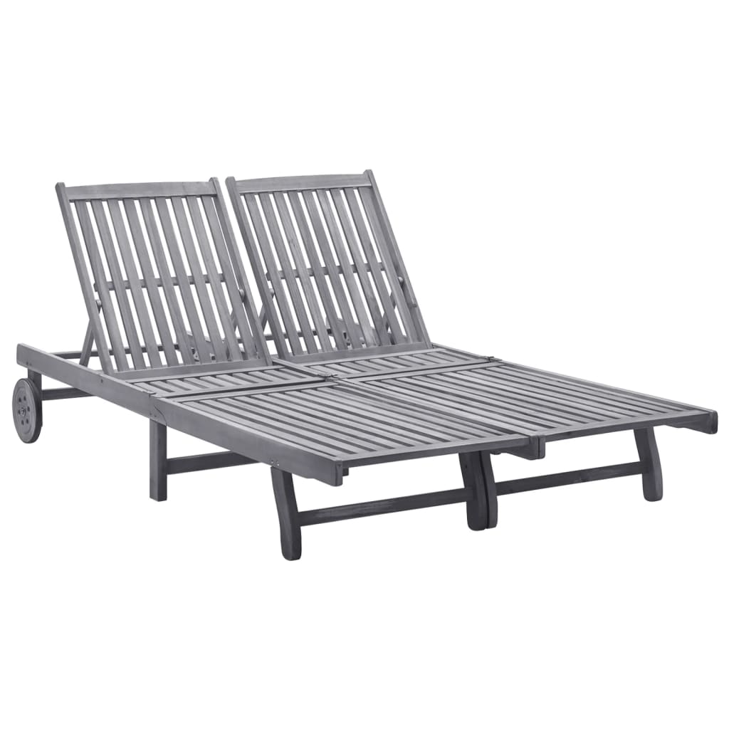 Sunlounger Grey wash Solid Acacia Wood Big enough for two