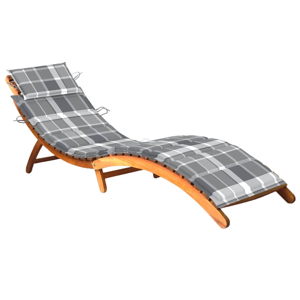 Sunlounger Natural wood Solid acacia wood Standard Foldable